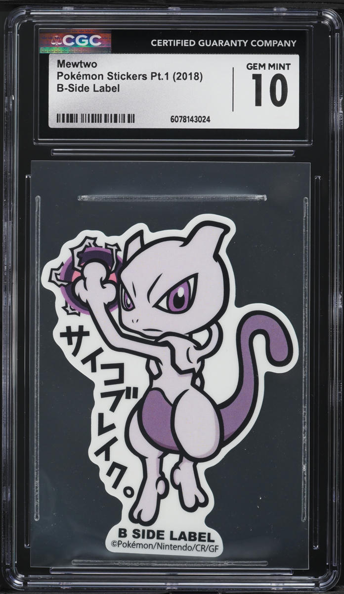 2018 Pokemon Japanese Stickers Part 1 B-Side Label Mewtwo CGC 10 GEM MINT