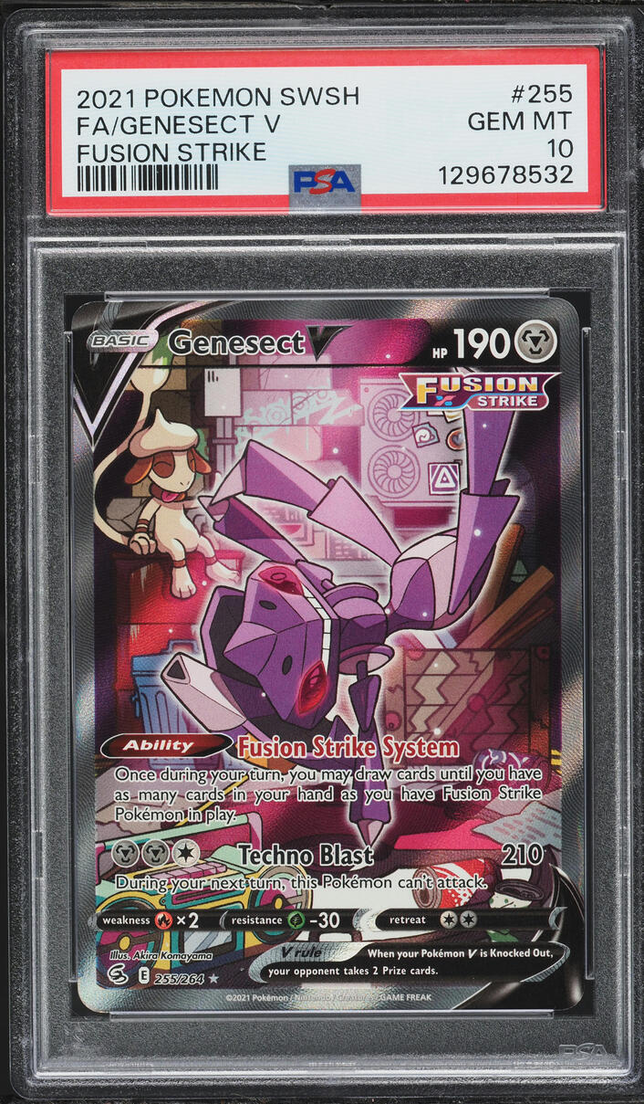 2021 Pokemon Sword & Shield Fusion Strike Full Art Genesect V #255 PSA 10 GEM MINT