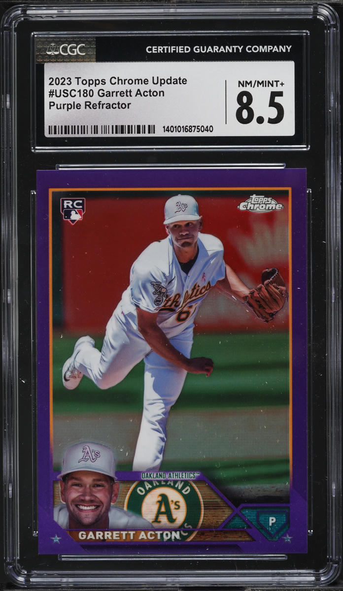 2023 Topps Chrome Update Purple Refractor Garrett Acton ROOKIE /250 #USC180 CGC 8.5 NM-MT+