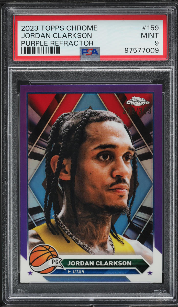 2023 Topps Chrome Purple Refractor Jordan Clarkson /349 #159 PSA 9 MINT