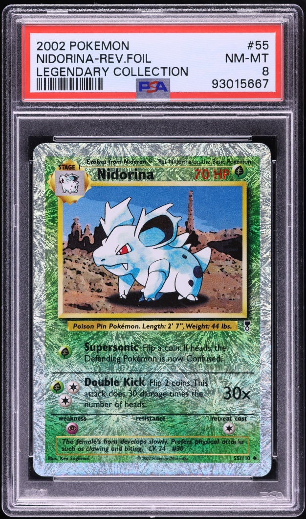 2002 Pokemon Legendary Collection Reverse Holo Nidorina #55 PSA 8 NM-MT