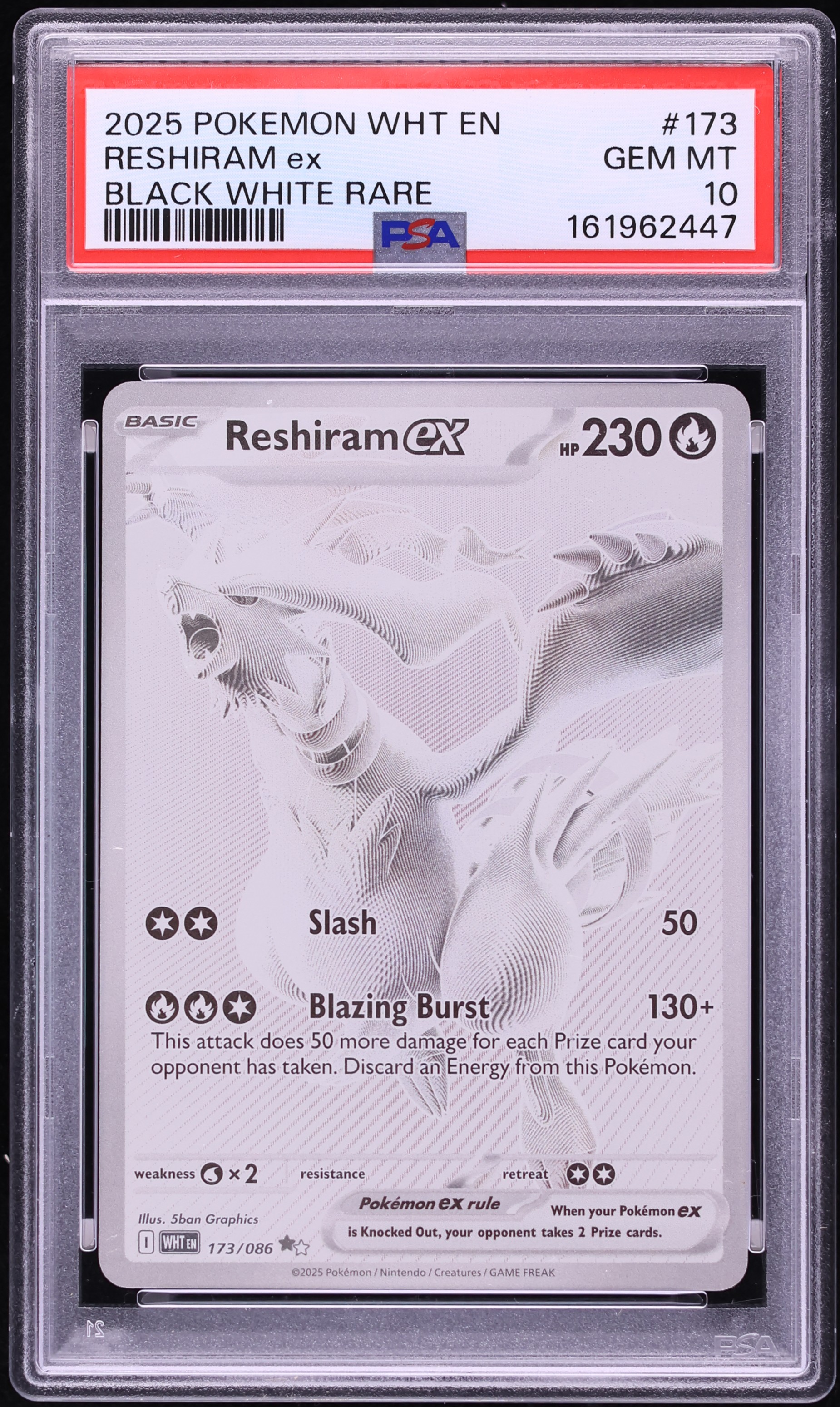 2025 Pokemon Scarlet & Violet White Flare BWR Reshiram ex #173 PSA 10 GEM MINT