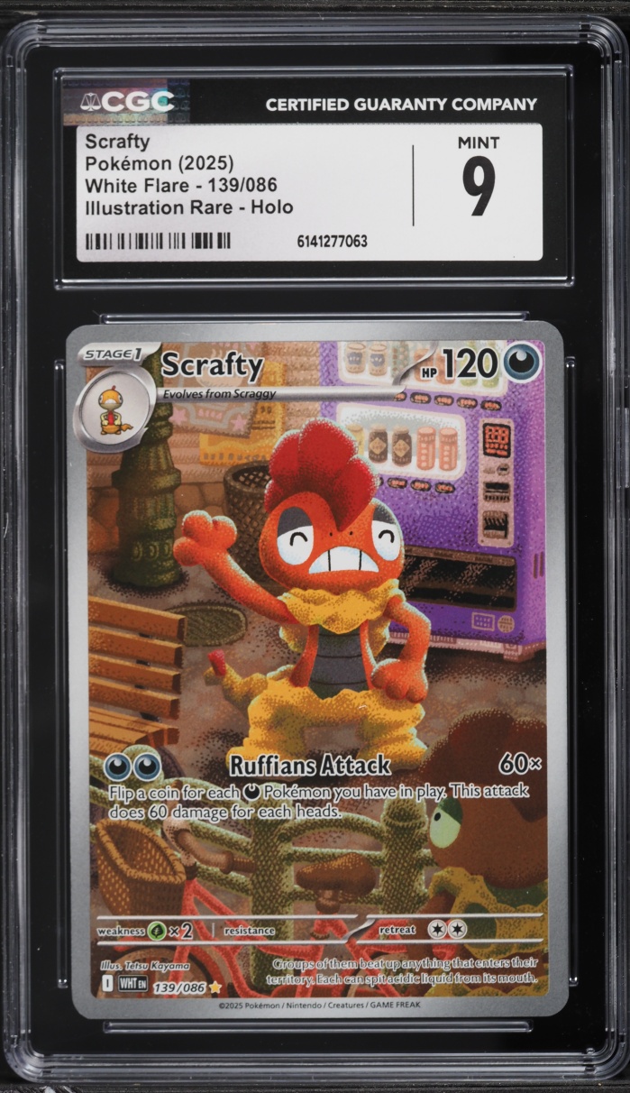 2025 Pokemon Scarlet & Violet White Flare IR Scrafty #139 CGC 9 MINT