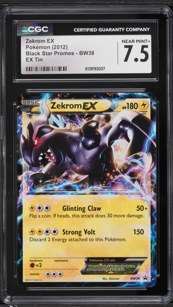 2012 Pokemon Black & White Black Star Promo EX Tin Holo Zekrom EX #BW38 CGC 7.5 NRMT+
