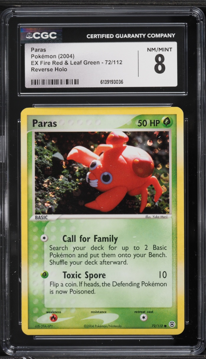 2004 Pokemon EX Fire Red & Leaf Green Reverse Holo Paras #72 CGC 8 NM-MT