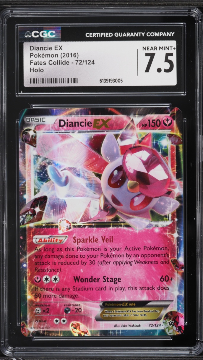 2016 Pokemon XY Fates Collide Holo Diancie EX #72 CGC 7.5 NRMT+