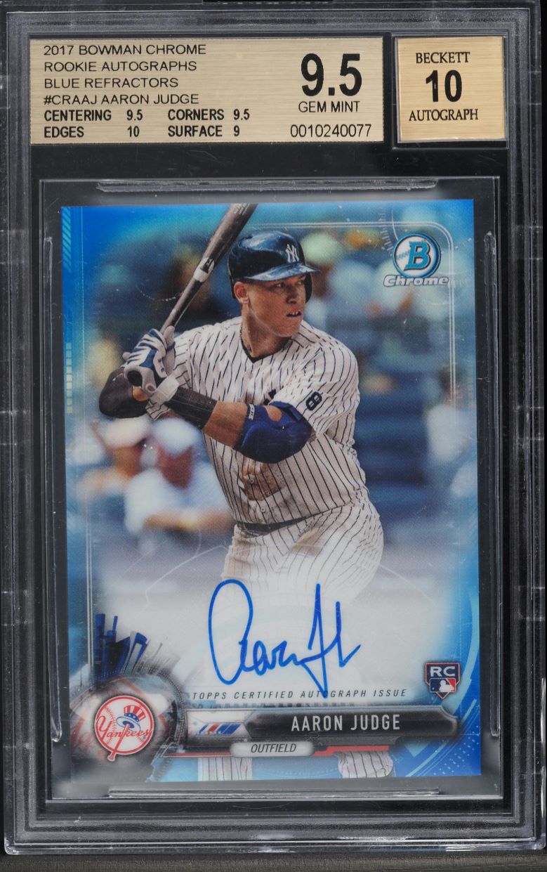 2017 Bowman Chrome Blue Refractor Aaron Judge ROOKIE AUTO /125