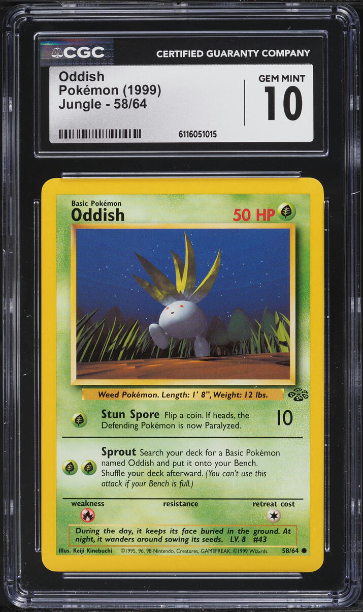 1999 Pokemon Jungle Oddish #58 CGC 10 GEM MINT