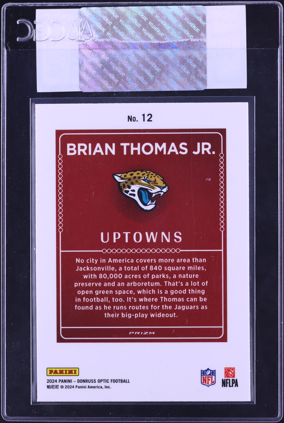2024 Donruss Optic Uptowns Brian Thomas Jr. ROOKIE #12 CGC AUTH