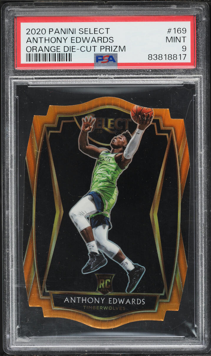 2020 Select Premier Level Orange Die-Cut Prizm Anthony Edwards ROOKIE /65 #169 PSA 9 MINT
