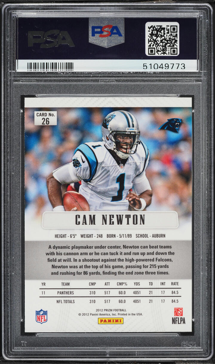 2012 Panini Prizm Cam Newton #26 PSA 10 GEM MINT