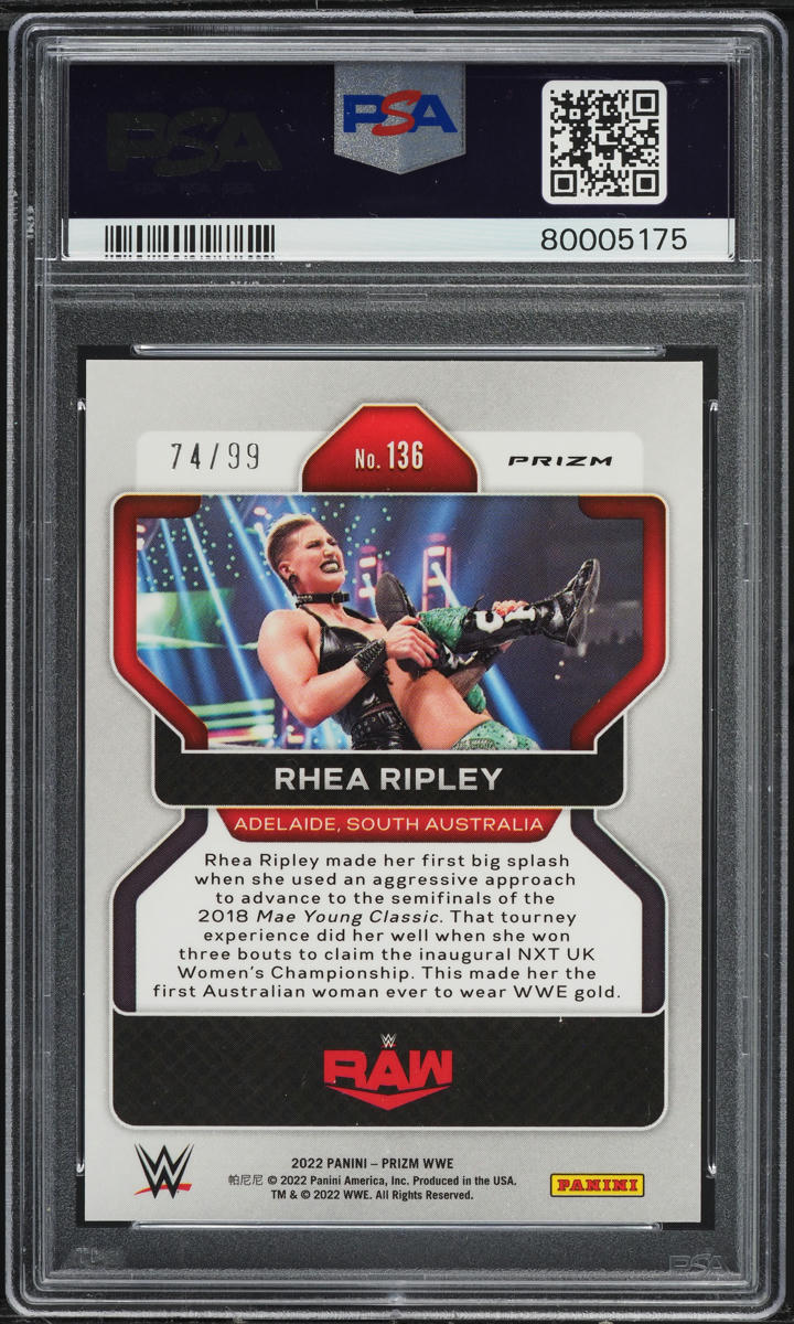 2022 Panini Prizm WWE Orange Rhea Ripley /99 #136 PSA 10 GEM MINT