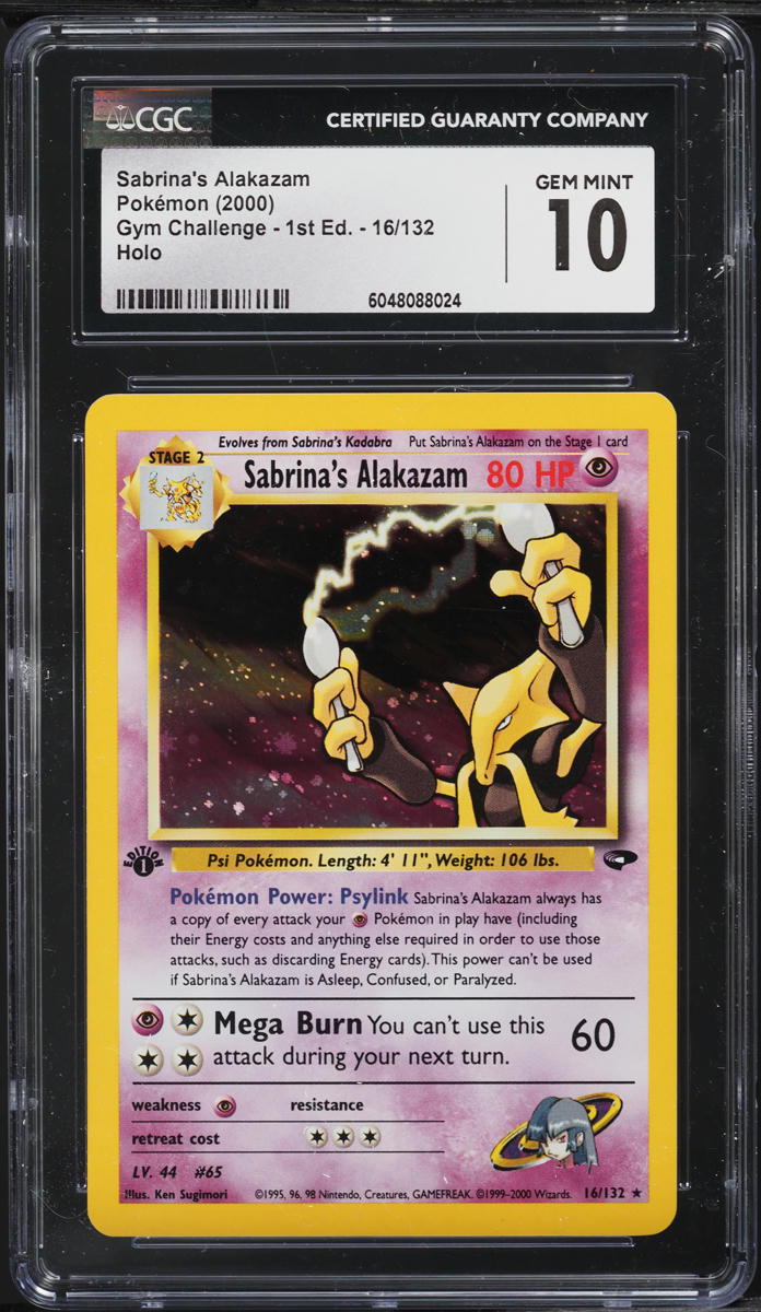 2000 Pokemon Gym Challenge 1st Edition Holo Sabrina's Alakazam #16 CGC 10 GEM