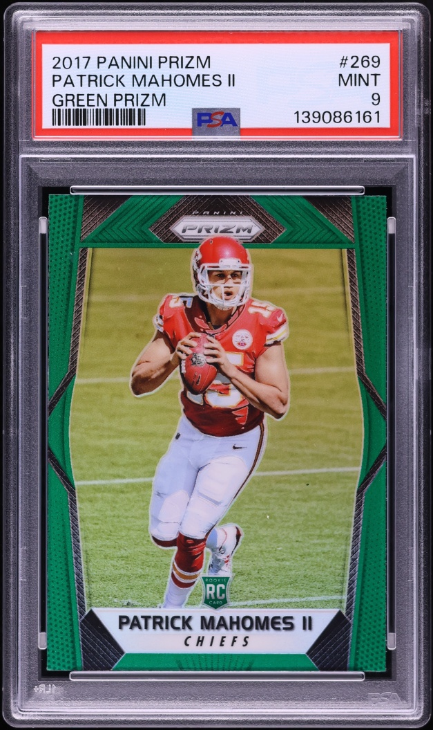 2017 Panini Prizm Green Patrick Mahomes II ROOKIE #269 PSA 9 MINT