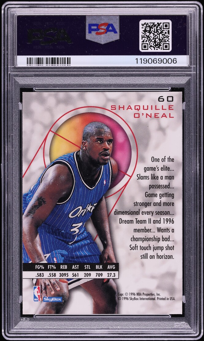1995 Skybox E-XL Blue Shaquille O'Neal #60 PSA 10 GEM MINT