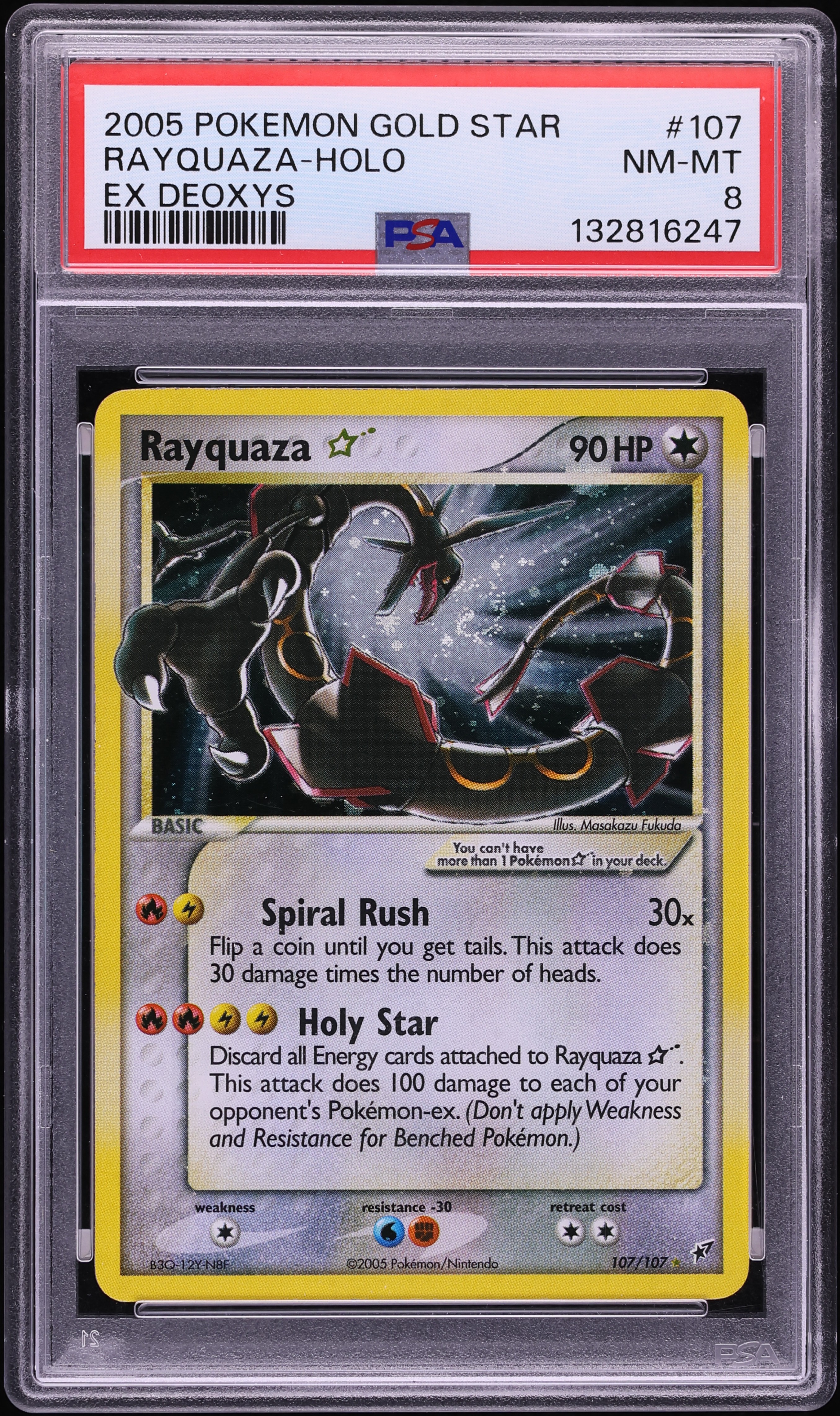 2005 Pokemon EX Deoxys Holo Rayquaza Gold Star #107 PSA 8 NM-MT