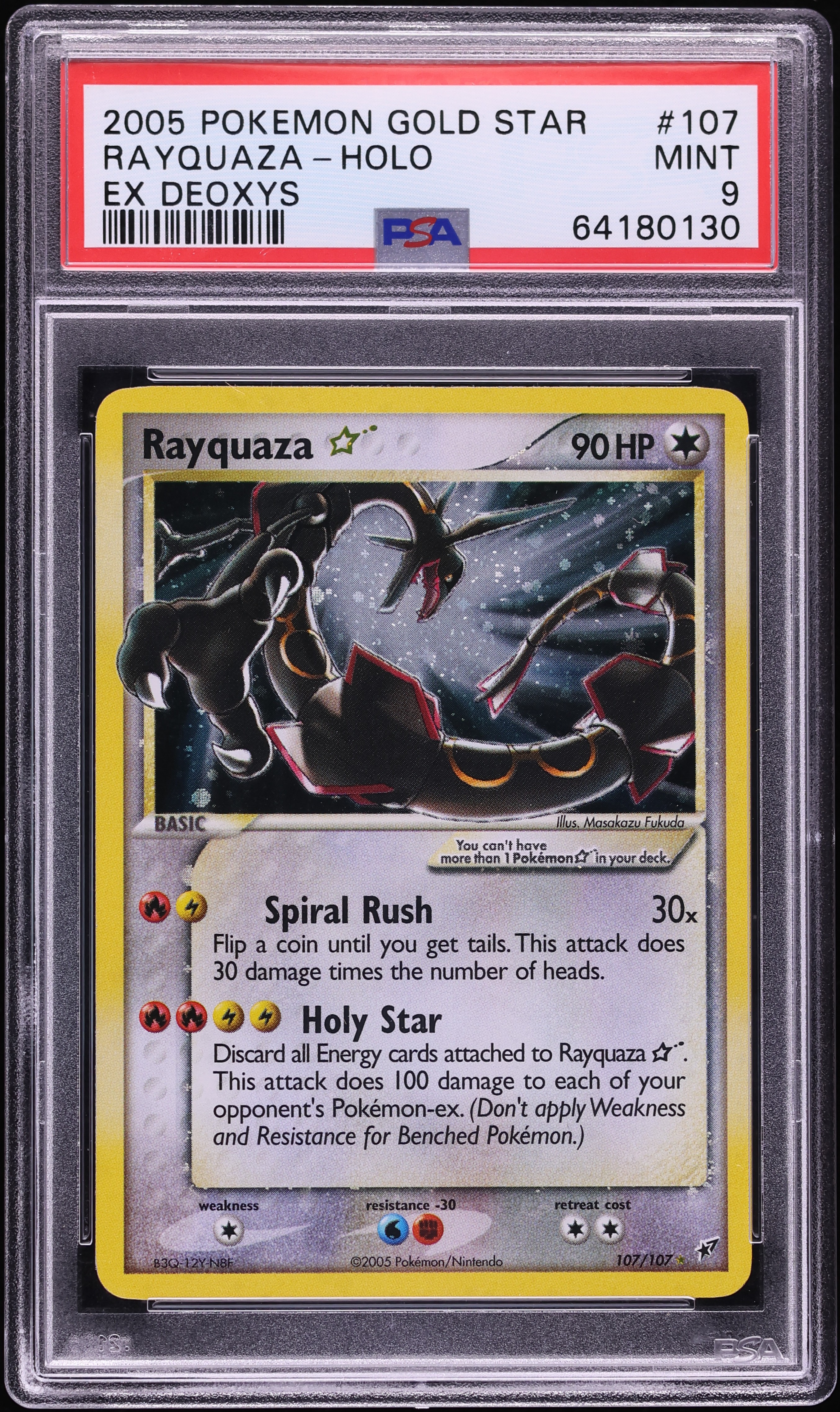 2005 Pokemon EX Deoxys Holo Rayquaza Gold Star #107 PSA 9 MINT