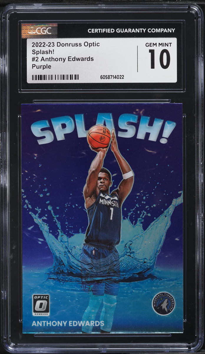 2022 Donruss Optic Splash! Purple Anthony Edwards #2 CGC 10 GEM MINT