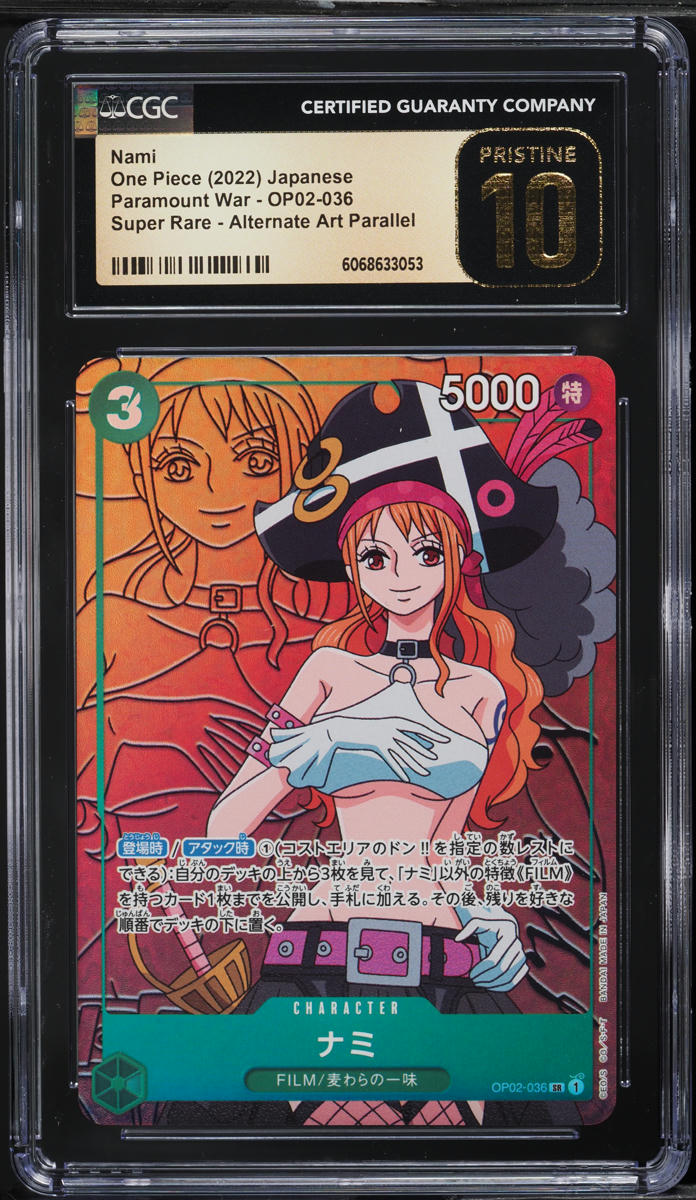 2022 One Piece Japanese Paramount War Alt Art Nami #OP02-036 CGC 10 PRISTINE