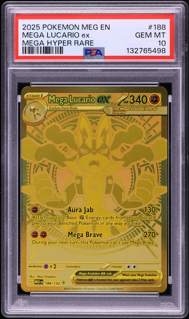 2025 Pokemon Mega Evolution MHR Mega Lucario ex #188 PSA 10 GEM MINT
