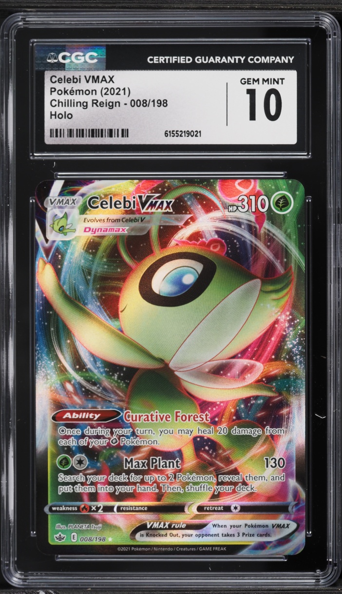 2021 Pokemon Sword & Shield Chilling Reign Alt Art Celebi VMAX #8 CGC 10 GEM MINT