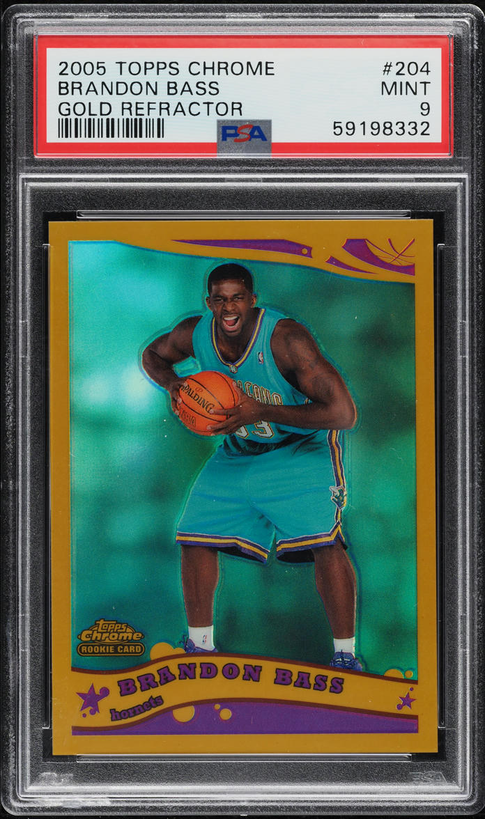 2005 Topps Chrome Gold Refractor Brandon Bass ROOKIE /99 #204 PSA 9 MINT