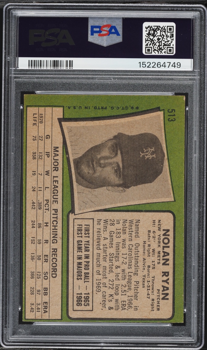 1971 Topps Nolan Ryan #513 PSA 3 VG
