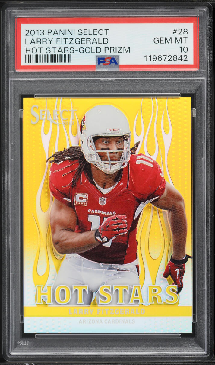 2013 Select Hot Stars Gold Prizm Larry Fitzgerald /10 #28 PSA 10 GEM MINT - Photo 1