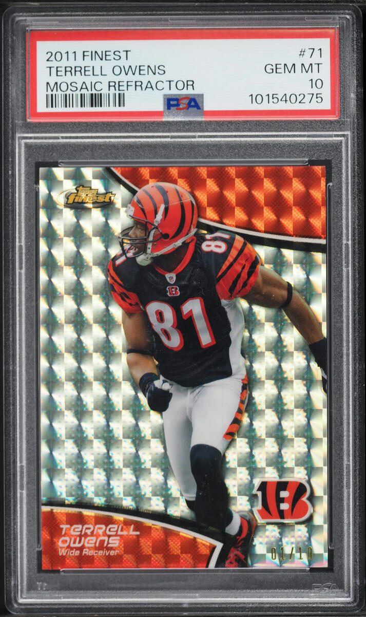 2011 Finest Mosaic Refractor Terrell Owens 1/10 #71 PSA 10 GEM MINT - Photo 1
