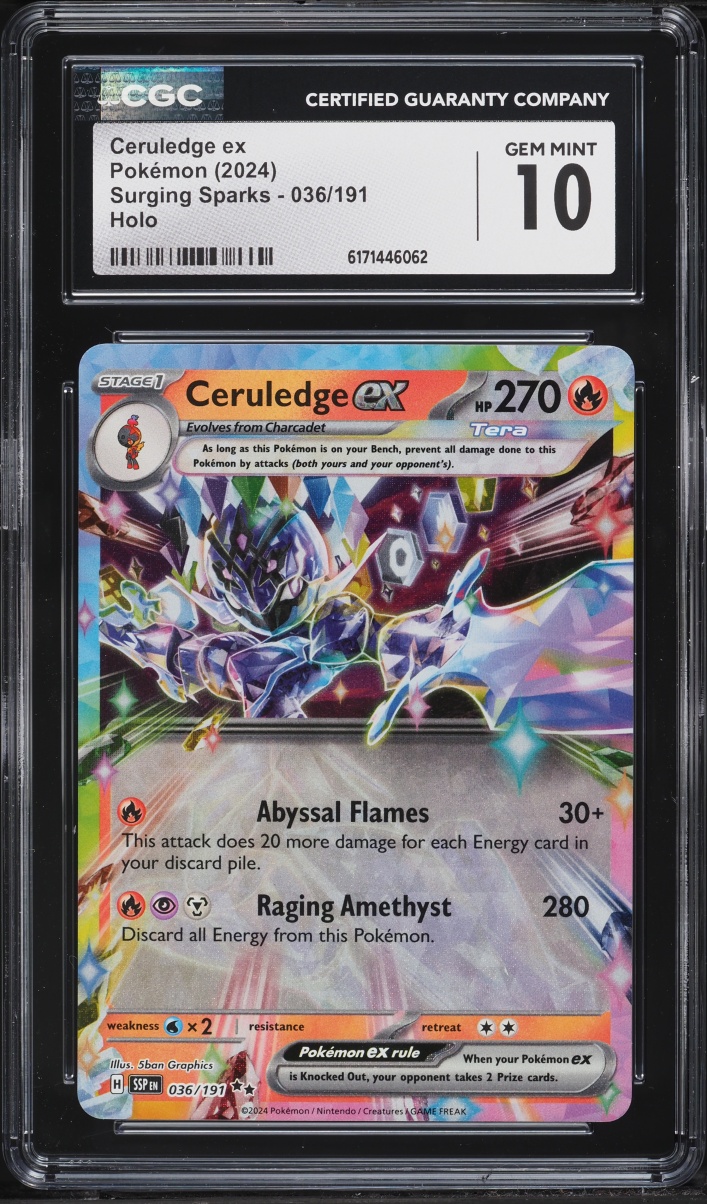 2024 Pokemon Scarlet & Violet Surging Sparks Holo Ceruledge ex #36 CGC 10 GEM MINT