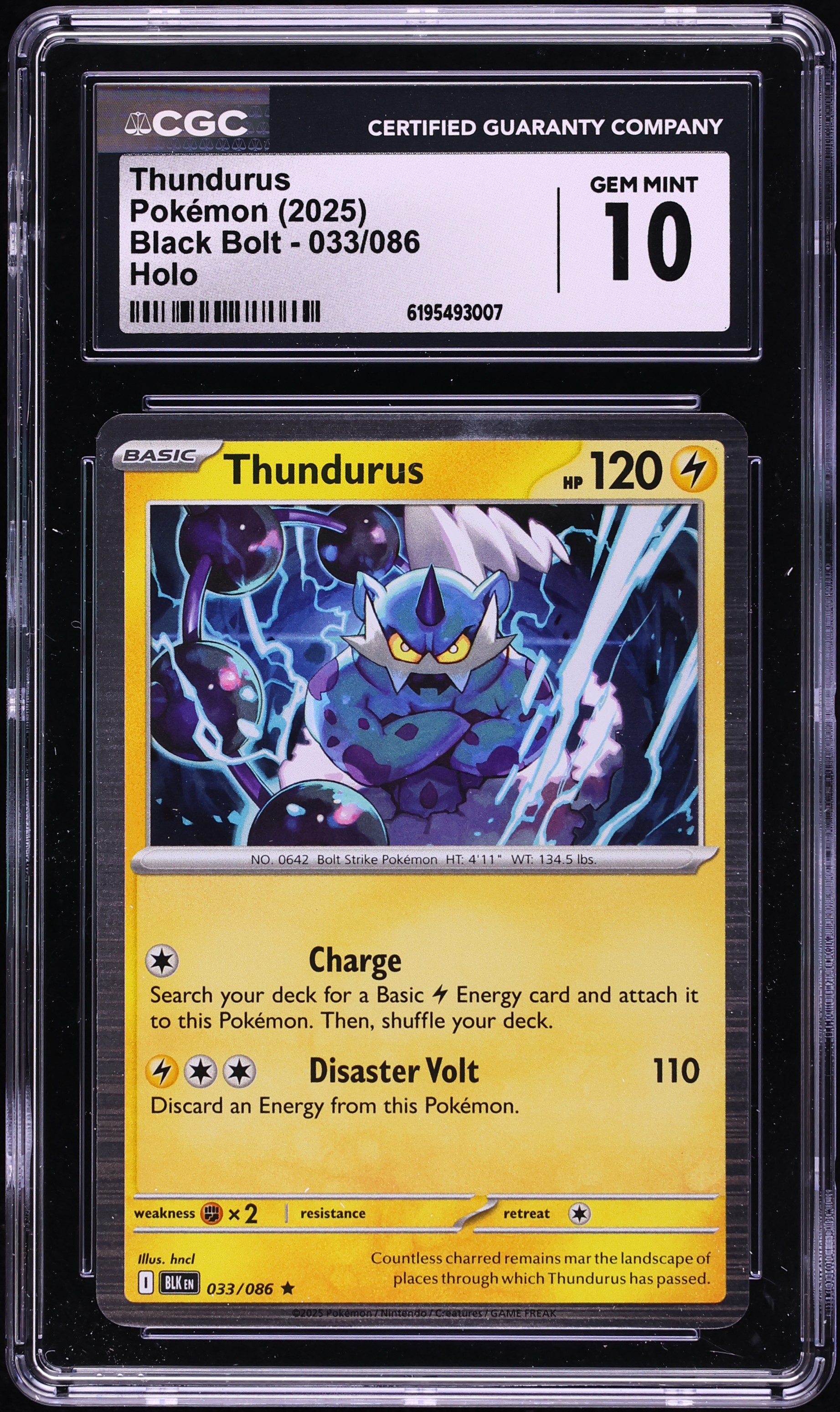 2025 Pokemon Scarlet & Violet Black Bolt Holo Thundurus #33 CGC 10 GEM MINT