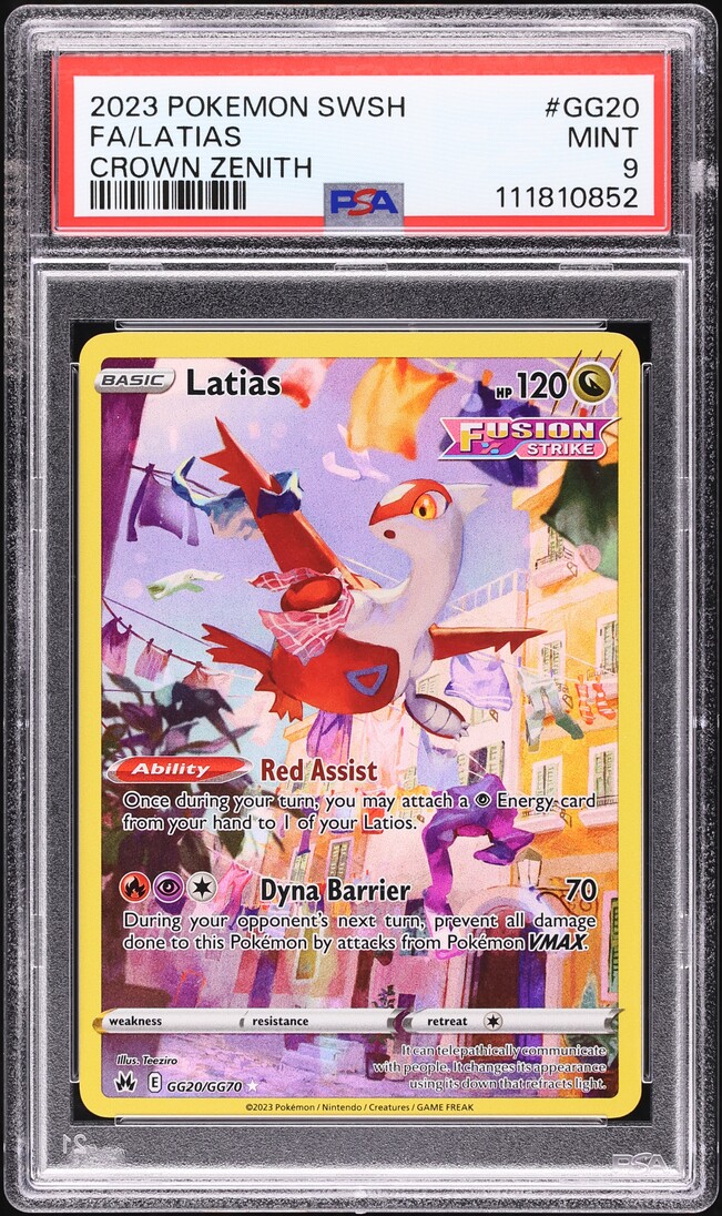 2023 Pokemon Sword & Shield Crown Zenith Full Art Latias #GG20 PSA 9 MINT