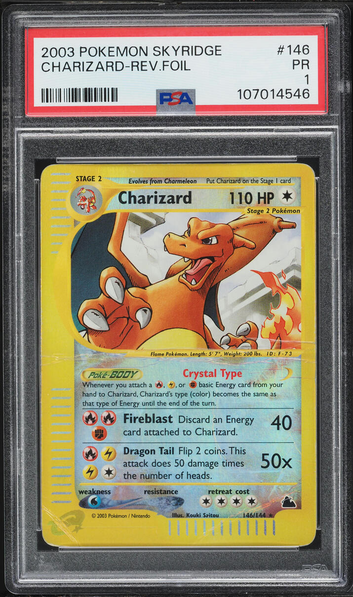 2003 Pokemon Skyridge Reverse Holo Crystal Charizard #146 PSA 1 PR