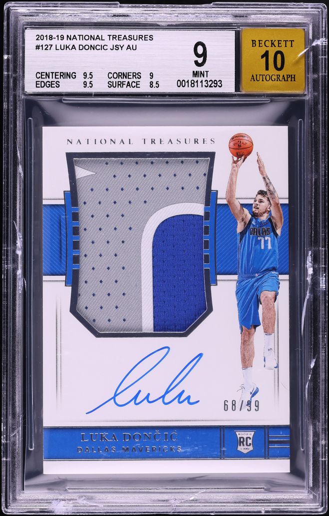 2018 National Treasures Luka Doncic ROOKIE PATCH AUTO /99 #127 BGS 9 MINT