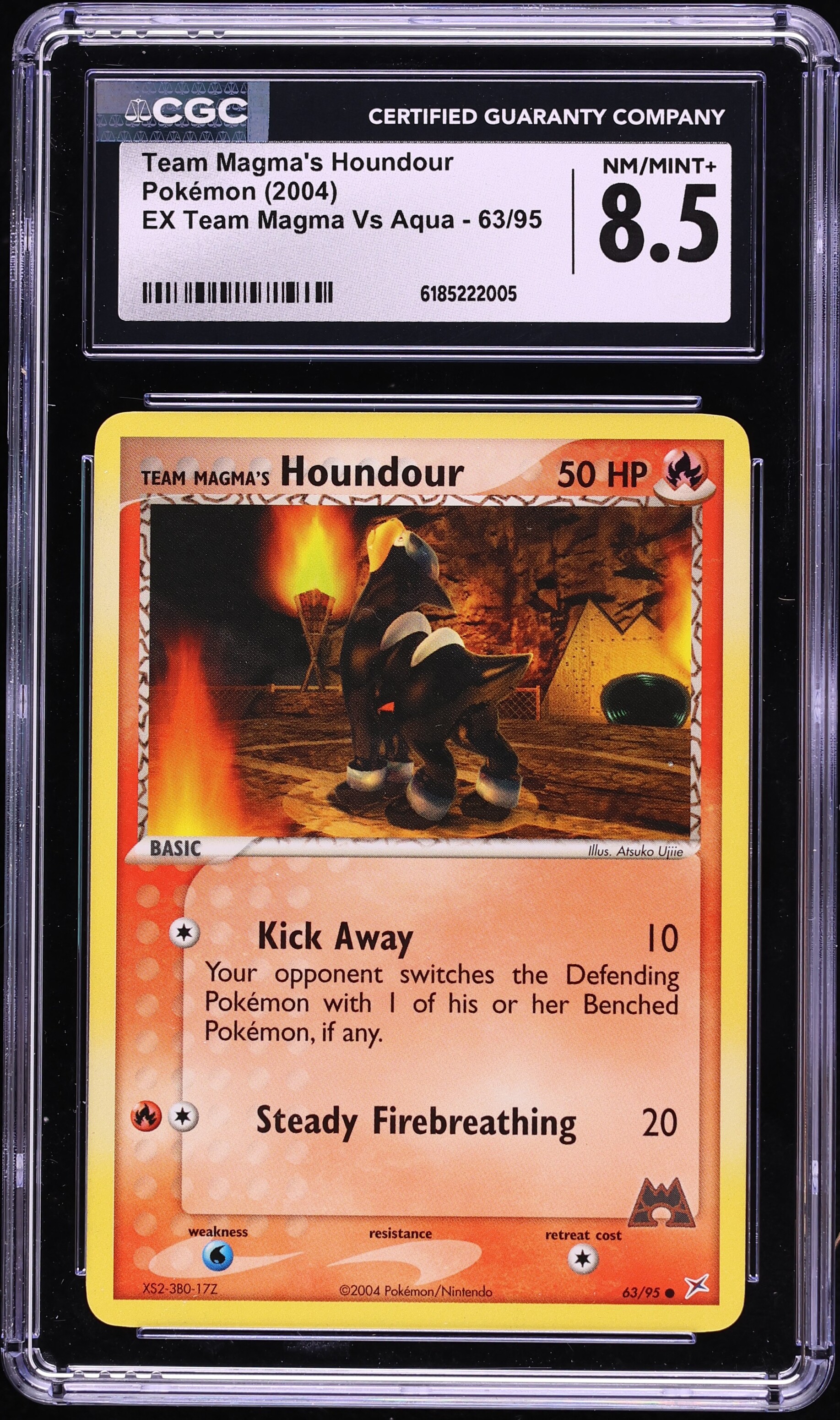 2004 Pokemon EX Team Magma VS Aqua Team Magma's Houndour #63 CGC 8.5 NM-MT+