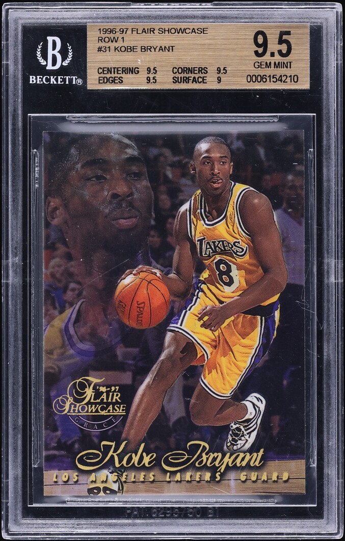 1996 Flair Showcase Row 1 Kobe Bryant ROOKIE #31 BGS 9.5 GEM MINT