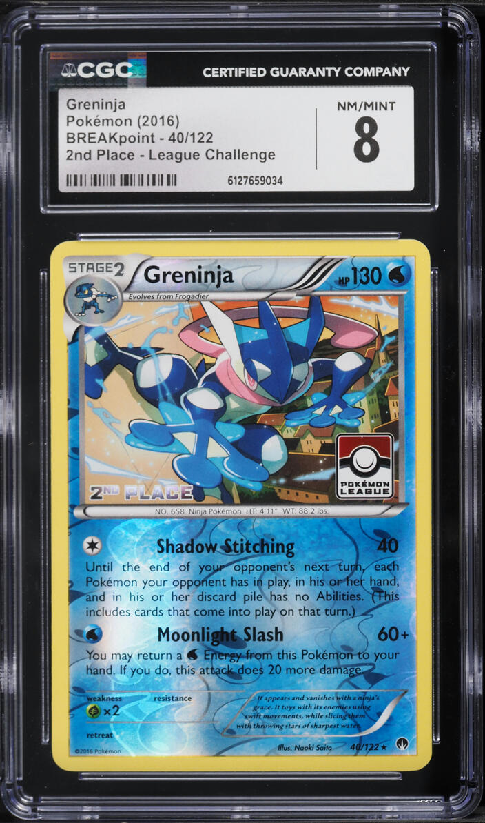 2016 Pokemon XY BREAKpoint 2nd Place League Challenge Greninja #40 CGC 8 NM-MT