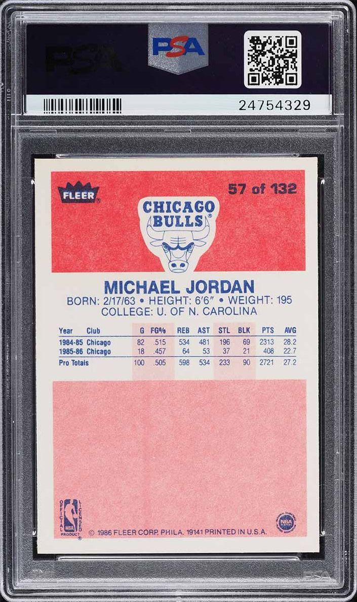 1986 Fleer Basketball Michael Jordan ROOKIE #57 PSA 10 GEM MINT