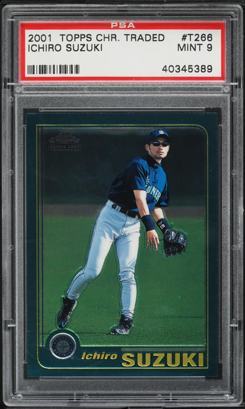 ichiro イチロー ルーキー　2001 TOPPS CHROME  PSA9 2001 Topps Chrome Traded Ichiro Suzuki ROOKIE #T266 PSA 9
