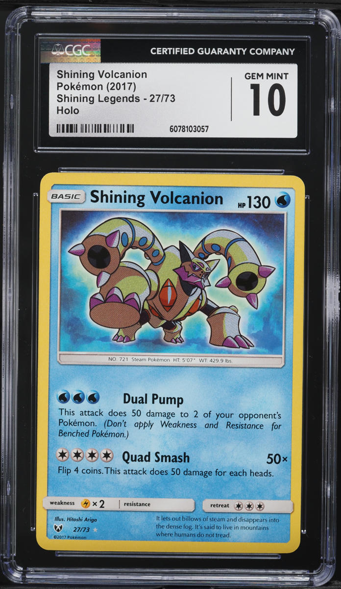 2017 Pokemon Sun & Moon Shining Legends Holo Shining Volcanion #27 CGC 10 GEM