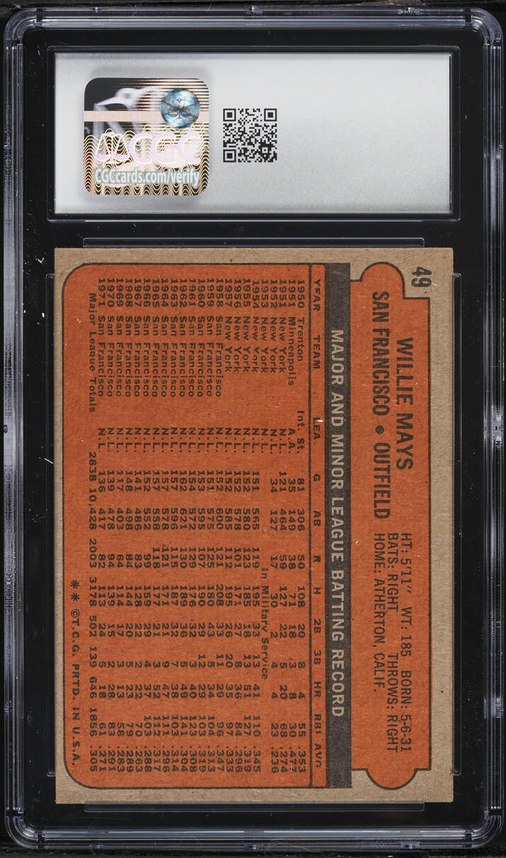 1972 Topps Willie Mays #49 CGC 5 EX