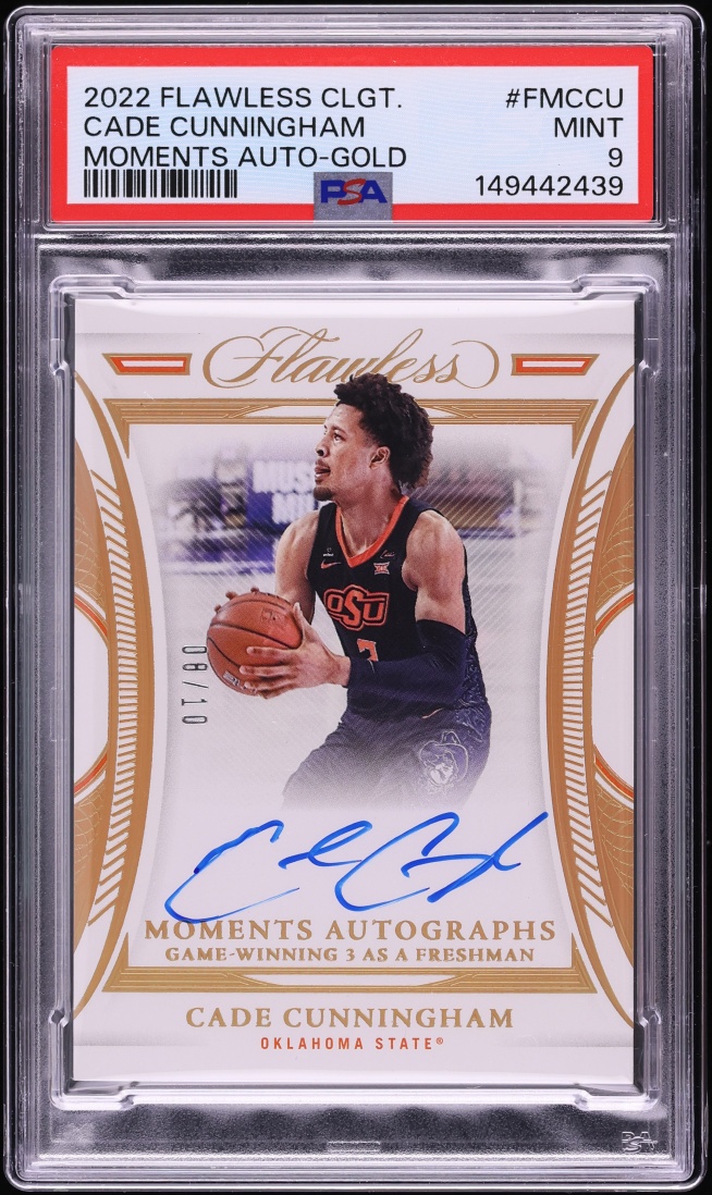 2022 Panini Flawless Collegiate Moments Gold Cade Cunningham AUTO /10 #FM-CCU PSA 9 MINT