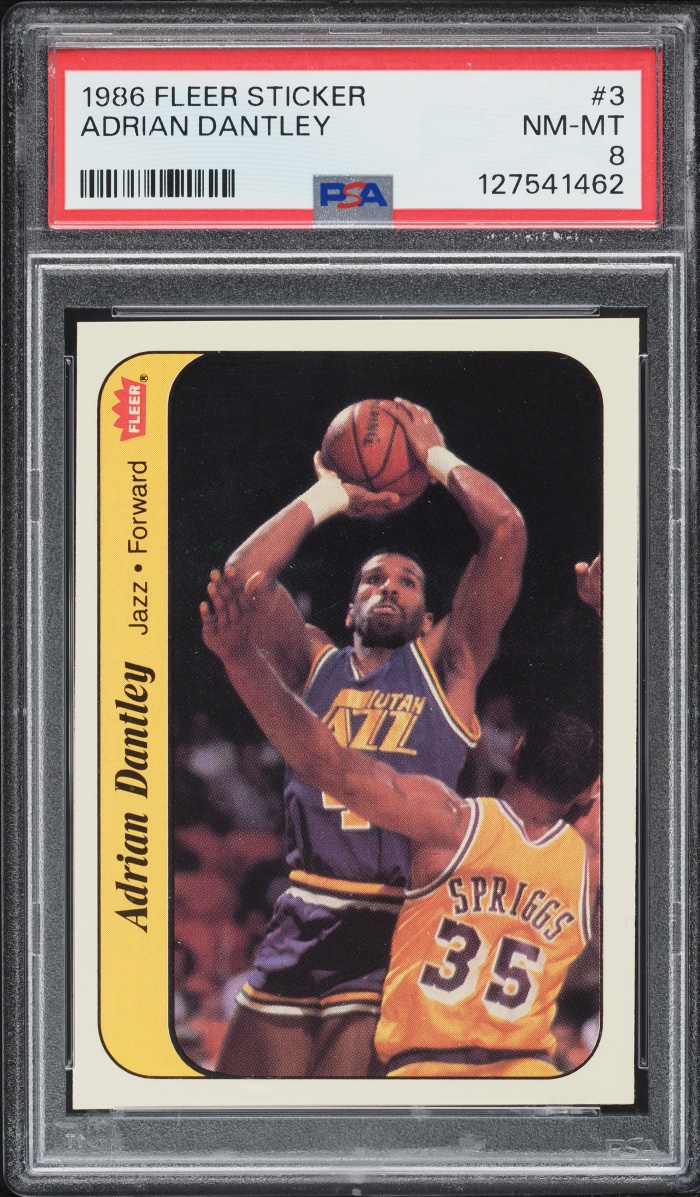 1986 Fleer Sticker Adrian Dantley #3 PSA 8 NM-MT