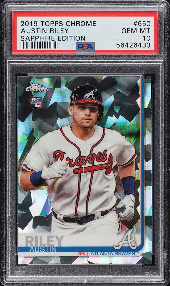 2019 Topps Chrome Sapphire Austin Riley ROOKIE #650 PSA 10 GEM MINT