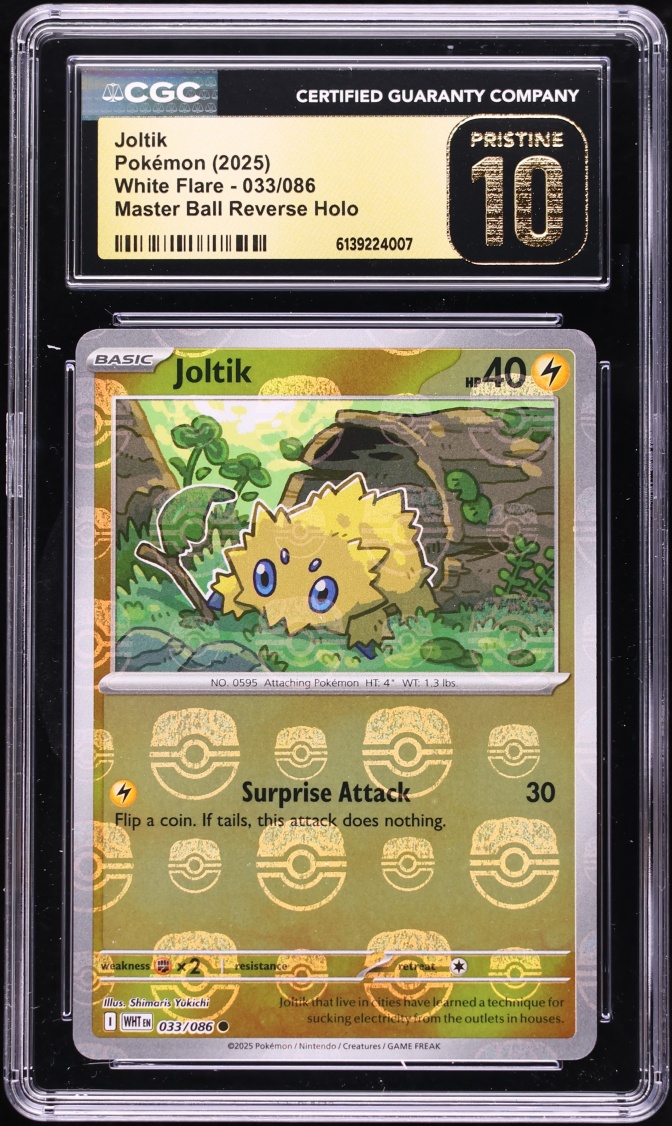 2025 Pokemon Scarlet & Violet White Flare Master Ball Reverse Holo Joltik #33 CGC 10 PRISTINE