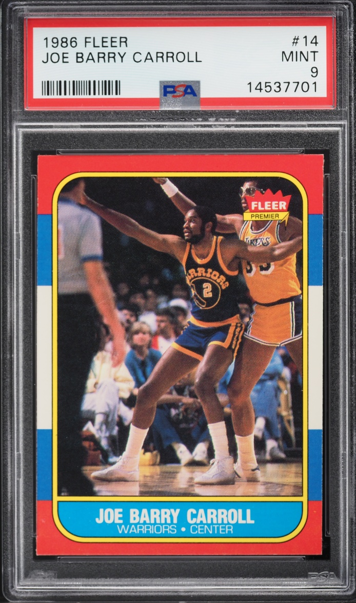 1986 Fleer Basketball Joe Barry Carroll #14 PSA 9 MINT