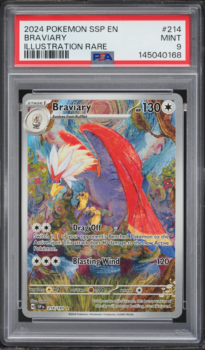 2024 Pokemon Scarlet & Violet Surging Sparks IR Braviary #214 PSA 9 MINT