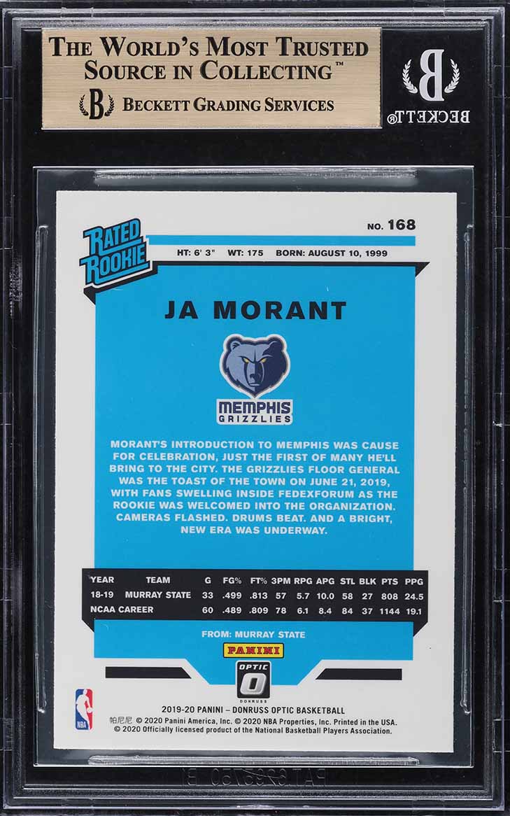 2019 Donruss Optic Ja Morant ROOKIE #168 BGS 9.5 GEM MINT