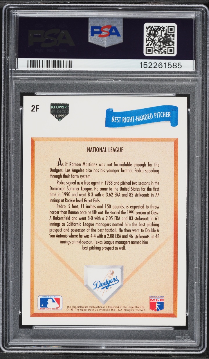 1991 Upper Deck Final Edition Pedro Martinez ROOKIE #2F PSA 10 GEM MINT