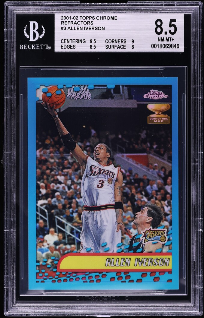 2001 Topps Chrome Refractor Allen Iverson #3 BGS 8.5 NM-MT+